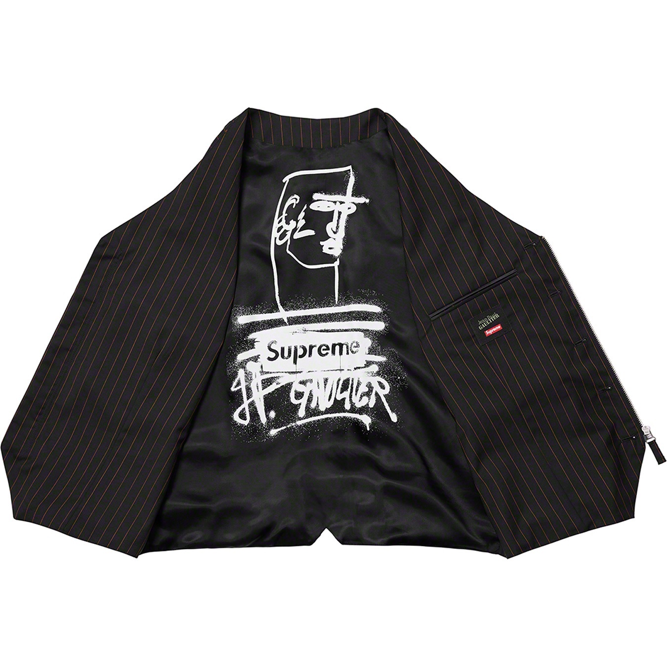 Supreme®/Jean Paul Gaultier® Pinstripe Cargo Suit Vest view 3